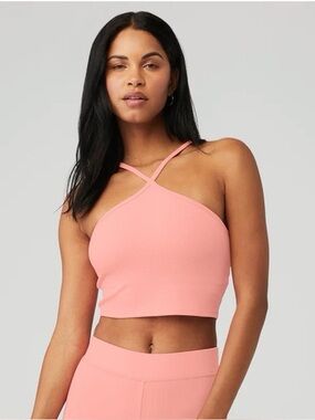 ALO Yoga Ribbed Goddess Tank – Pink – Size Medium 💗